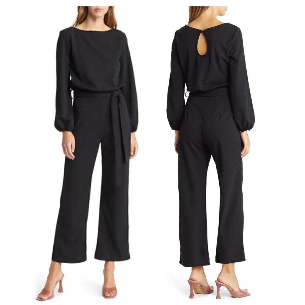NIKKI LUND Joy Long Sleeve Jumpsuit in Black Size X-Large